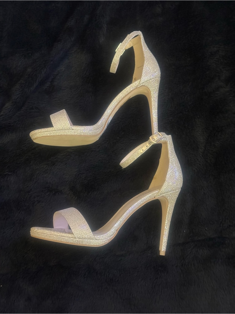 le chateau Brand New Gold Sparkling Champagne Ankle-Strap Stilettos
